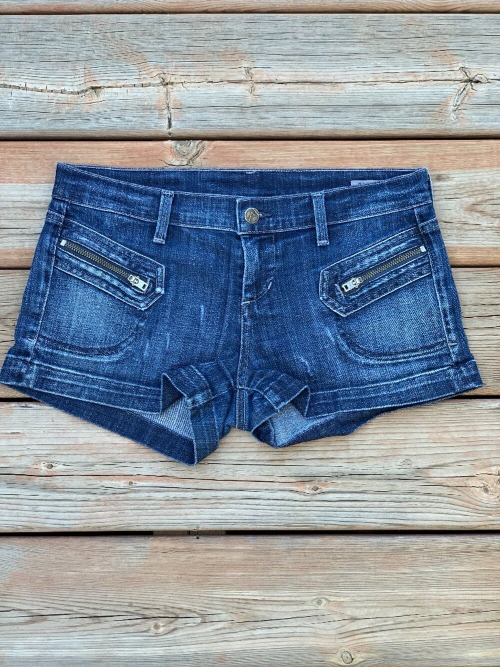 Citizens of Humanity Jean Shorts 28 Dark Stretch Distressed Denim Boho Festival